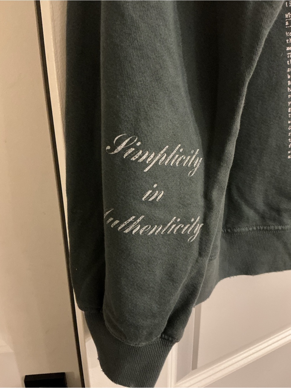 Daydreamer Olive Green Graphic Distressed Sweatshirt with Beige Sunflower - Picture 5 of 5